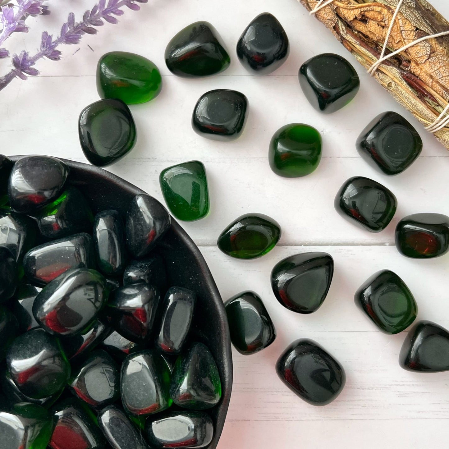 Green Obsidian Tumbled Stones