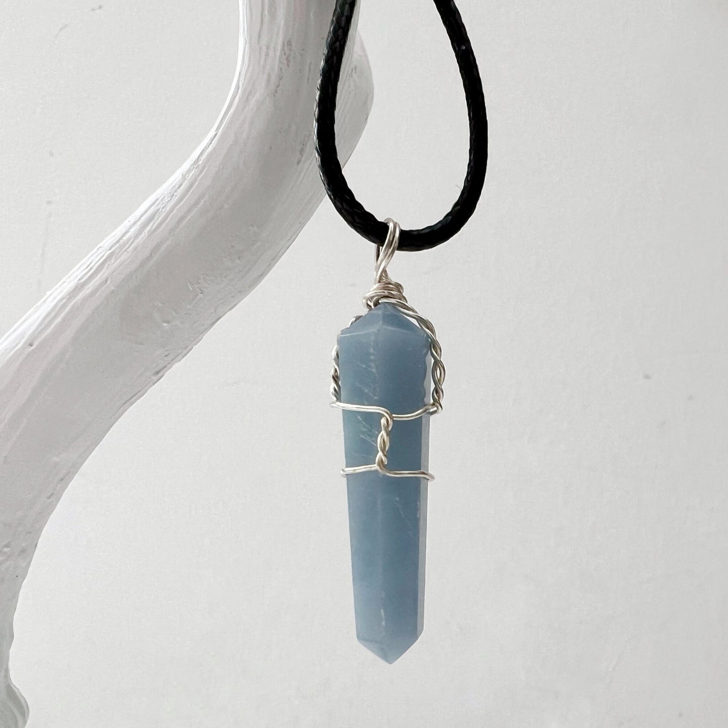 1.5" Double Terminated Angelite Point Pendant