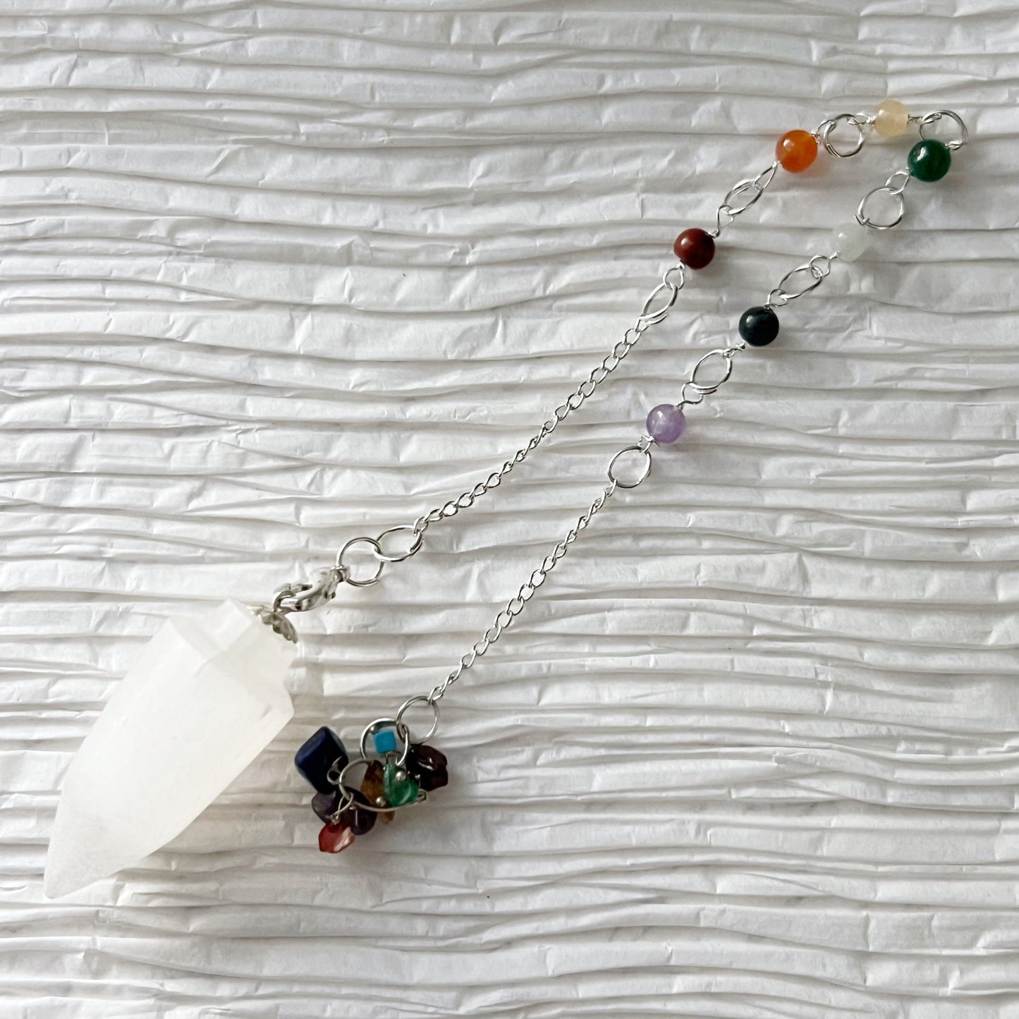 Selenite Teardrop Chakra Pendulum