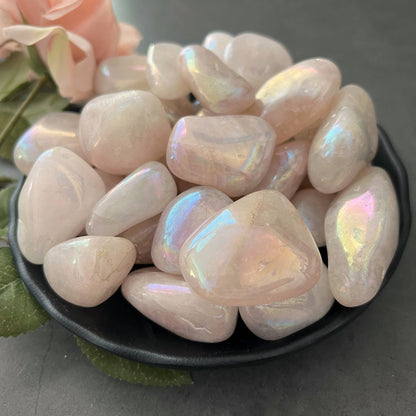 Angel Aura Rose Quartz Tumbled Stones