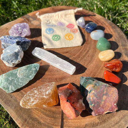 15Pc Rough & Tumbled Beginner Chakra Crystal Kit