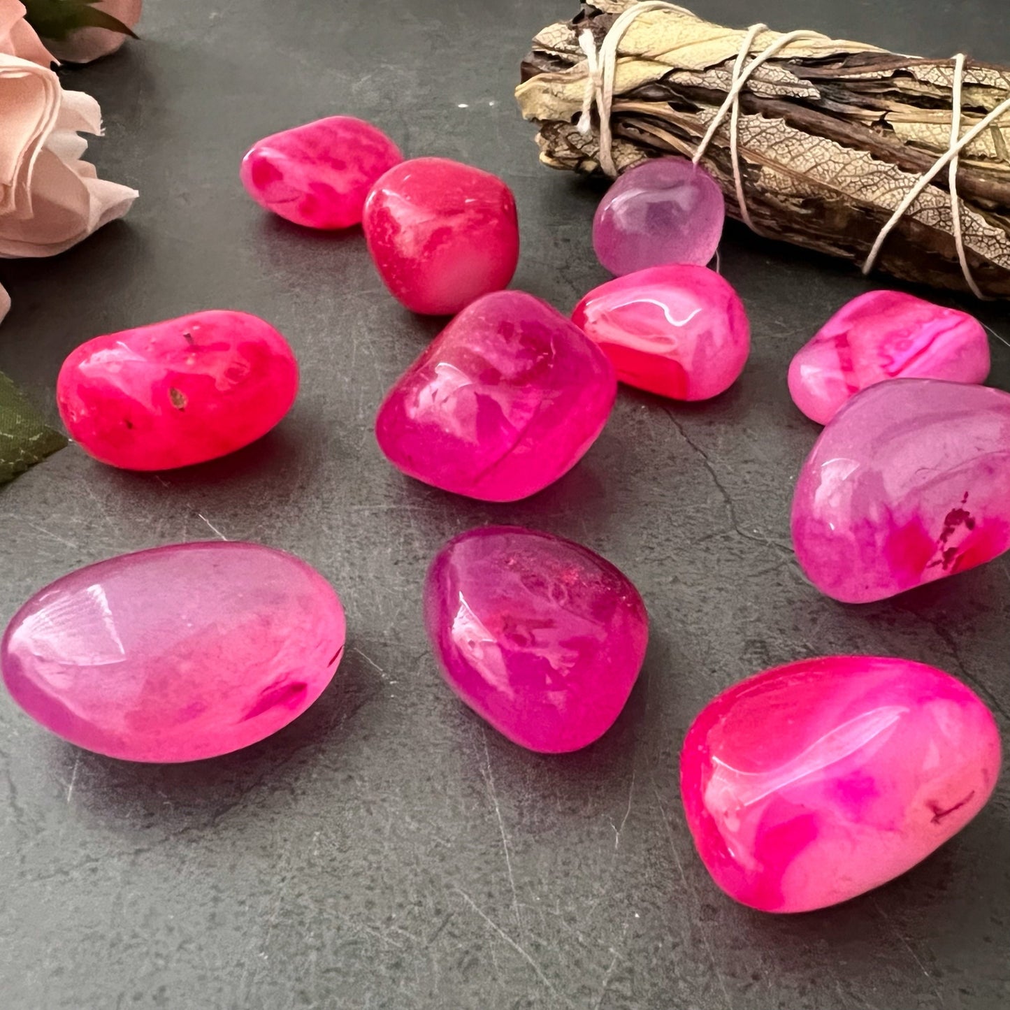 Pink Onyx Tumbled Stones