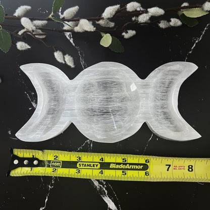 8" Selenite Triple Moon Bowl