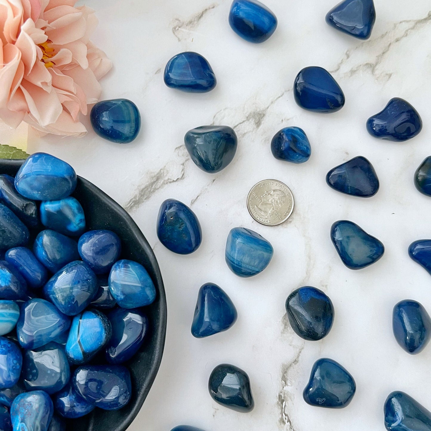 Blue Agate Tumbled Stones