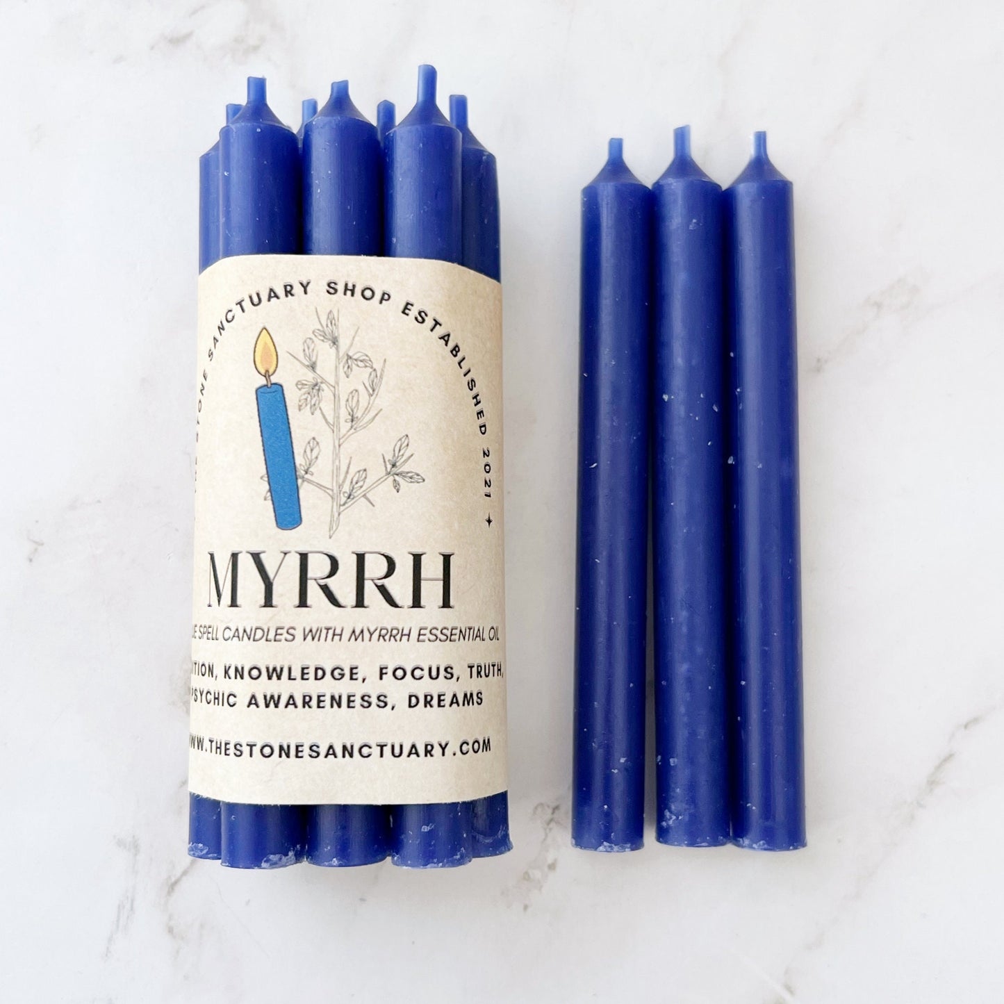 5" Myrrh Scented Blue Chime Candles