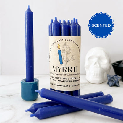 5" Myrrh Scented Blue Chime Candles