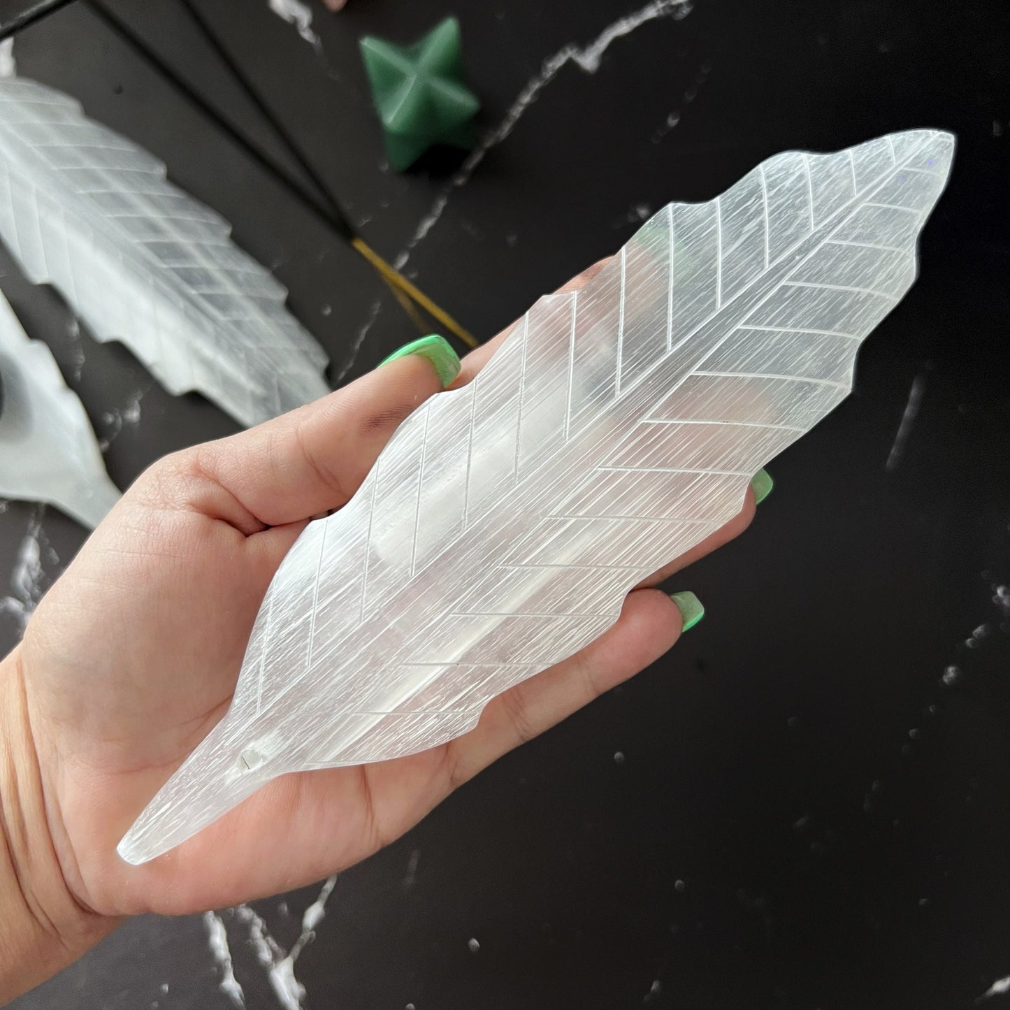 Selenite Feather Incense Holder & Charging Plate