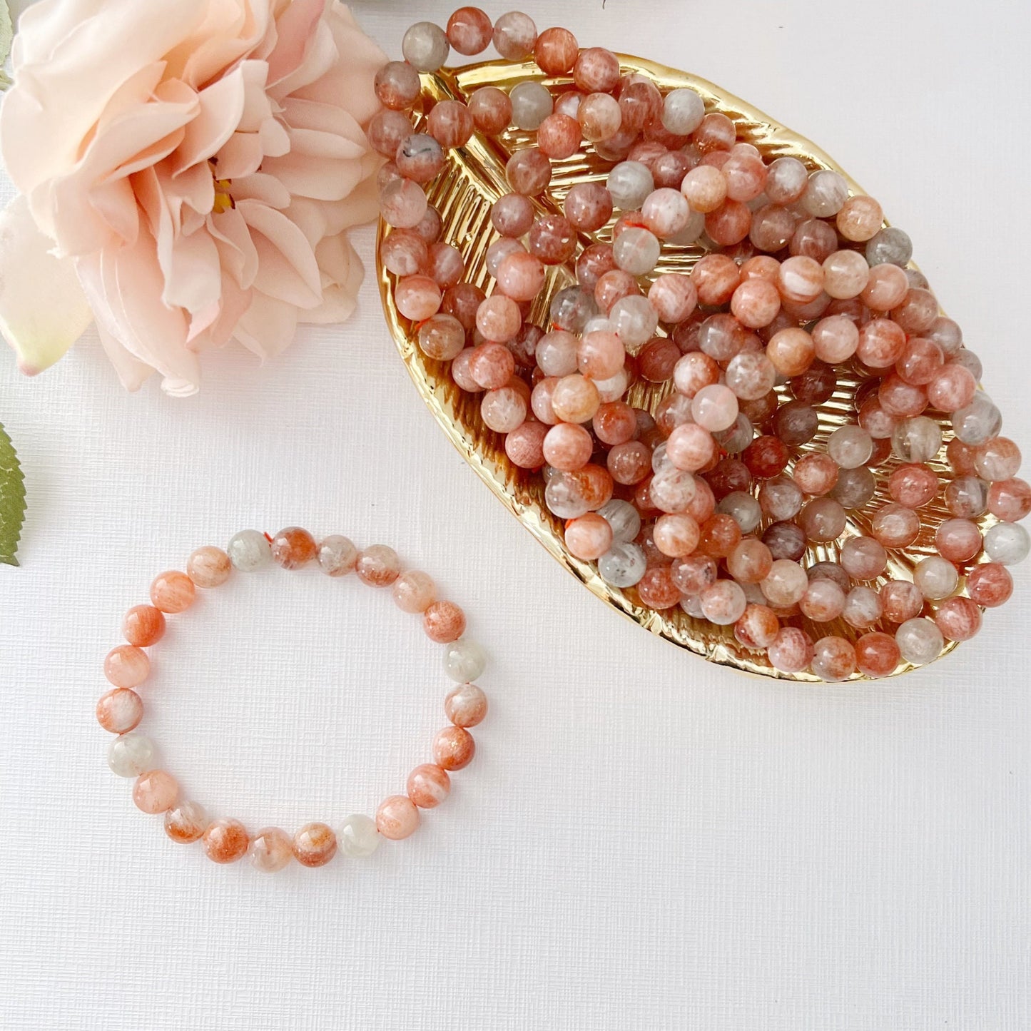 8mm Sunstone Beaded Bracelet