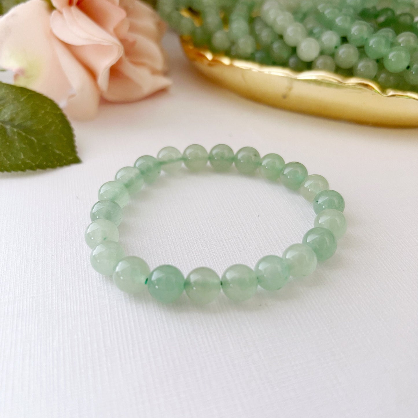 8mm Green Aventurine Beaded Bracelet