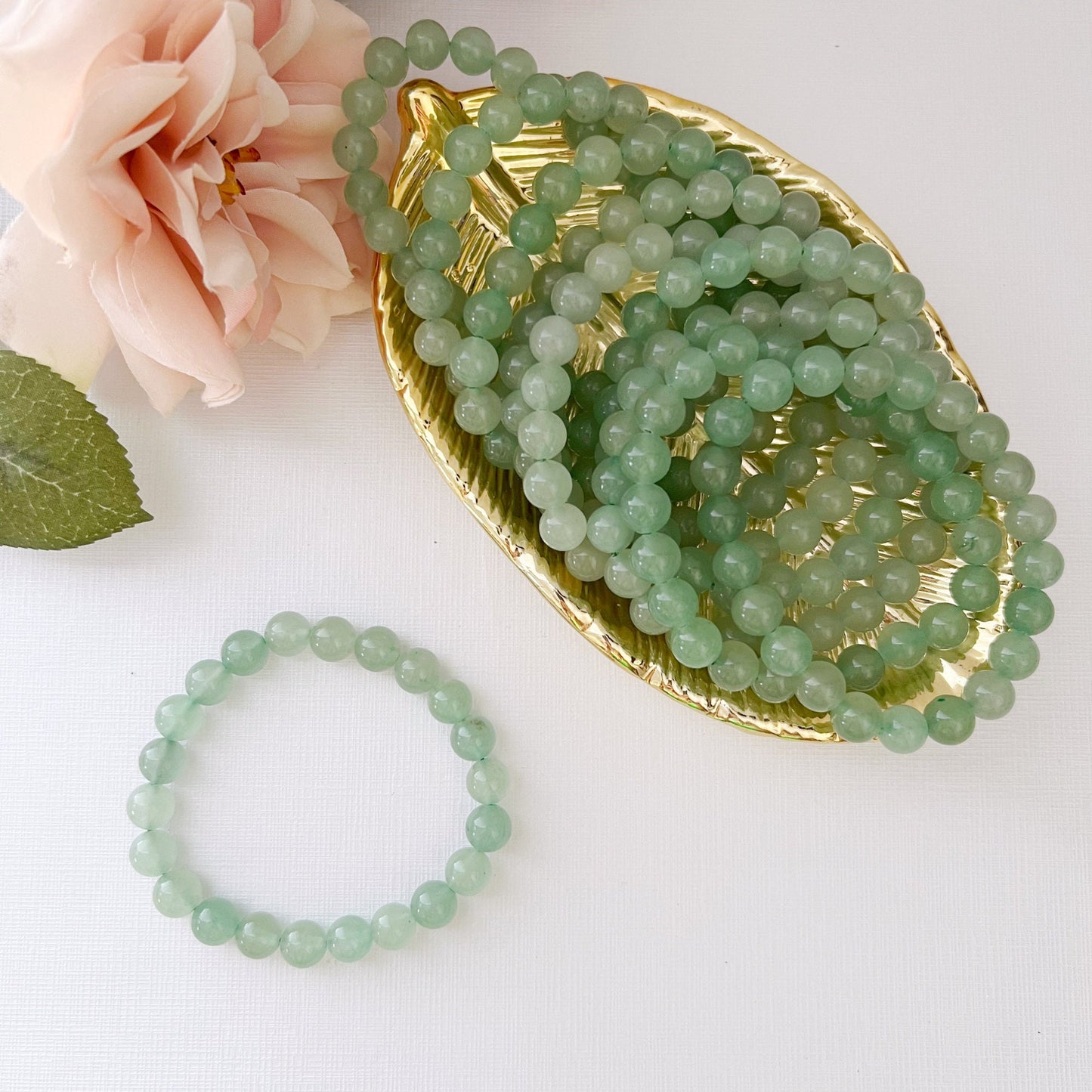 8mm Green Aventurine Beaded Bracelet