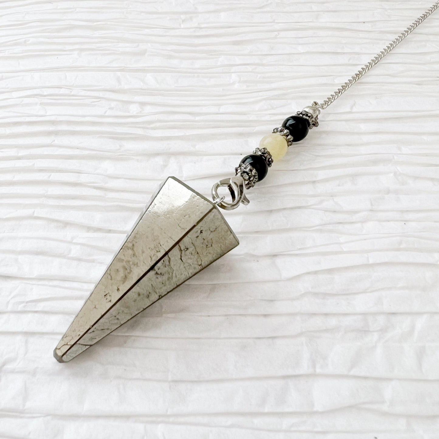 Pyrite Hexagonal Pendulum with Owl Charm