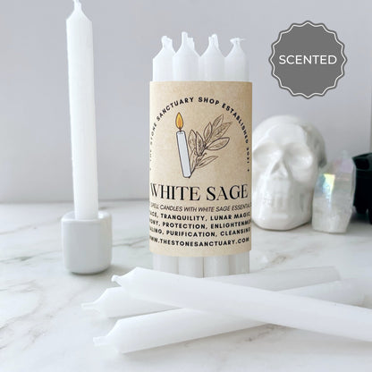 5" White Sage Scented White Chime Candles