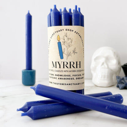 5" Myrrh Scented Blue Chime Candles