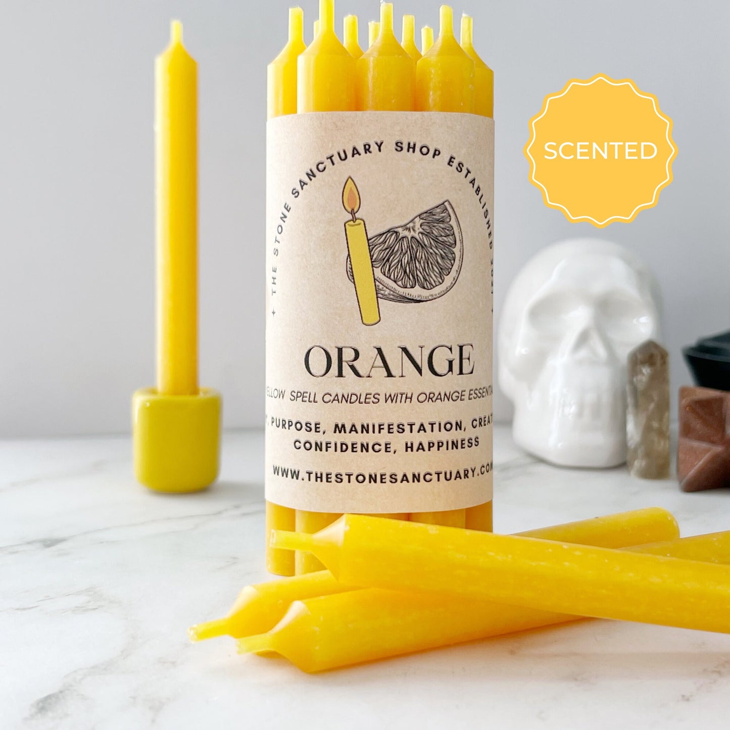 5" Orange Scented Yellow Chime Candles