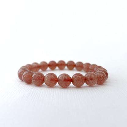 8mm Strawberry Quartz Beaded Bracelet