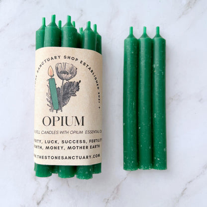 5" Opium Scented Green Chime Candles