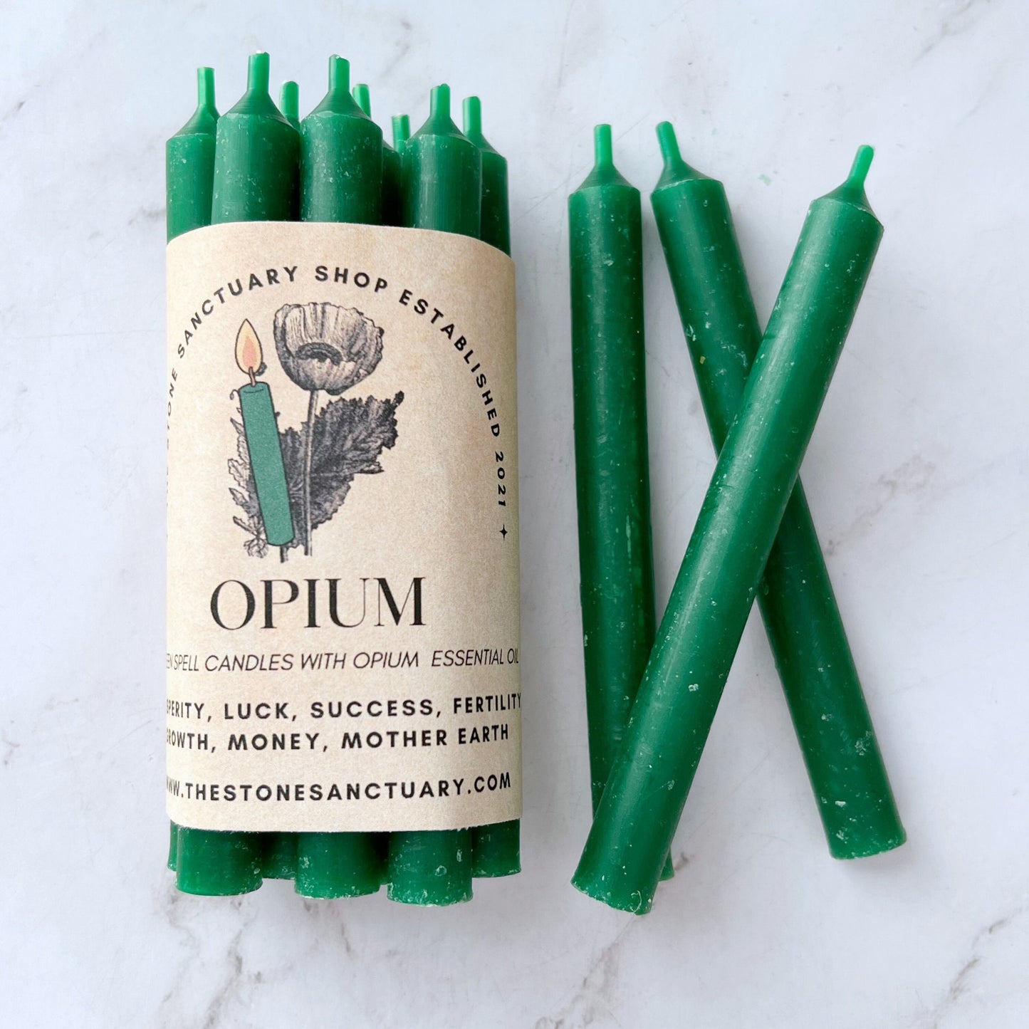 5" Opium Scented Green Chime Candles