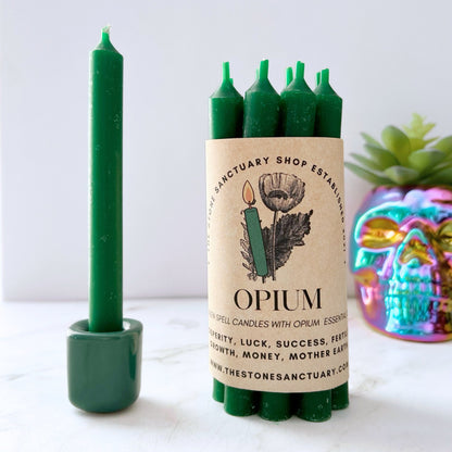 5" Opium Scented Green Chime Candles