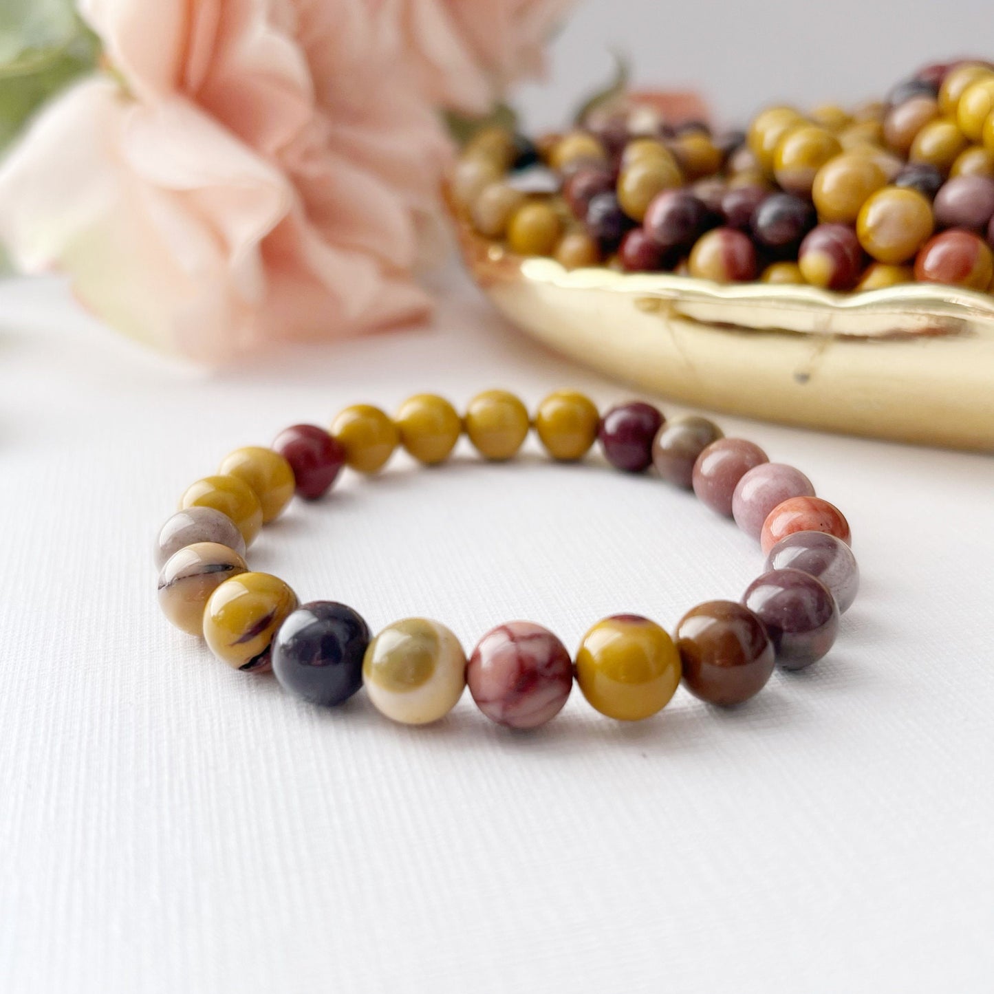 8mm Mookaite Beaded Bracelet