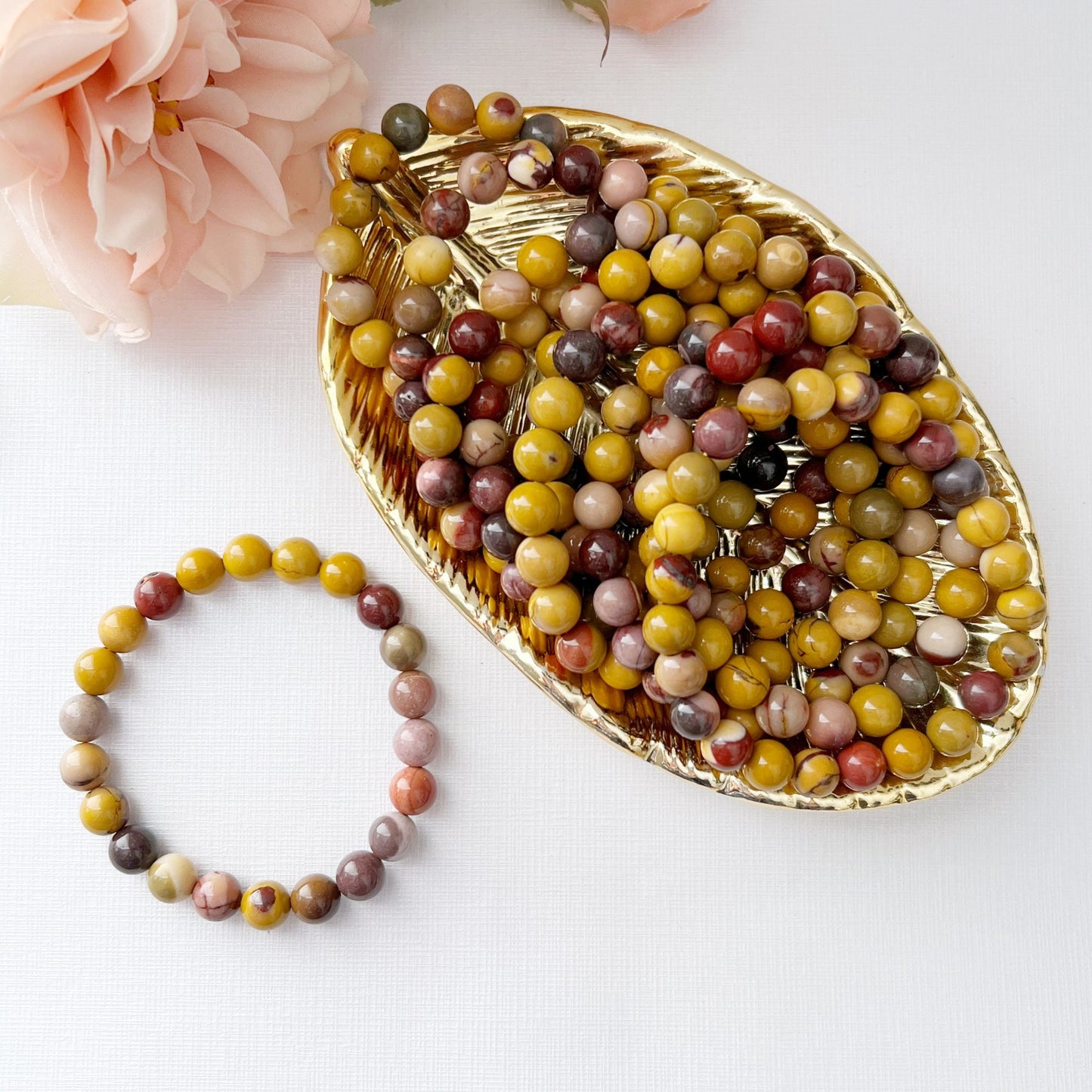 8mm Mookaite Beaded Bracelet