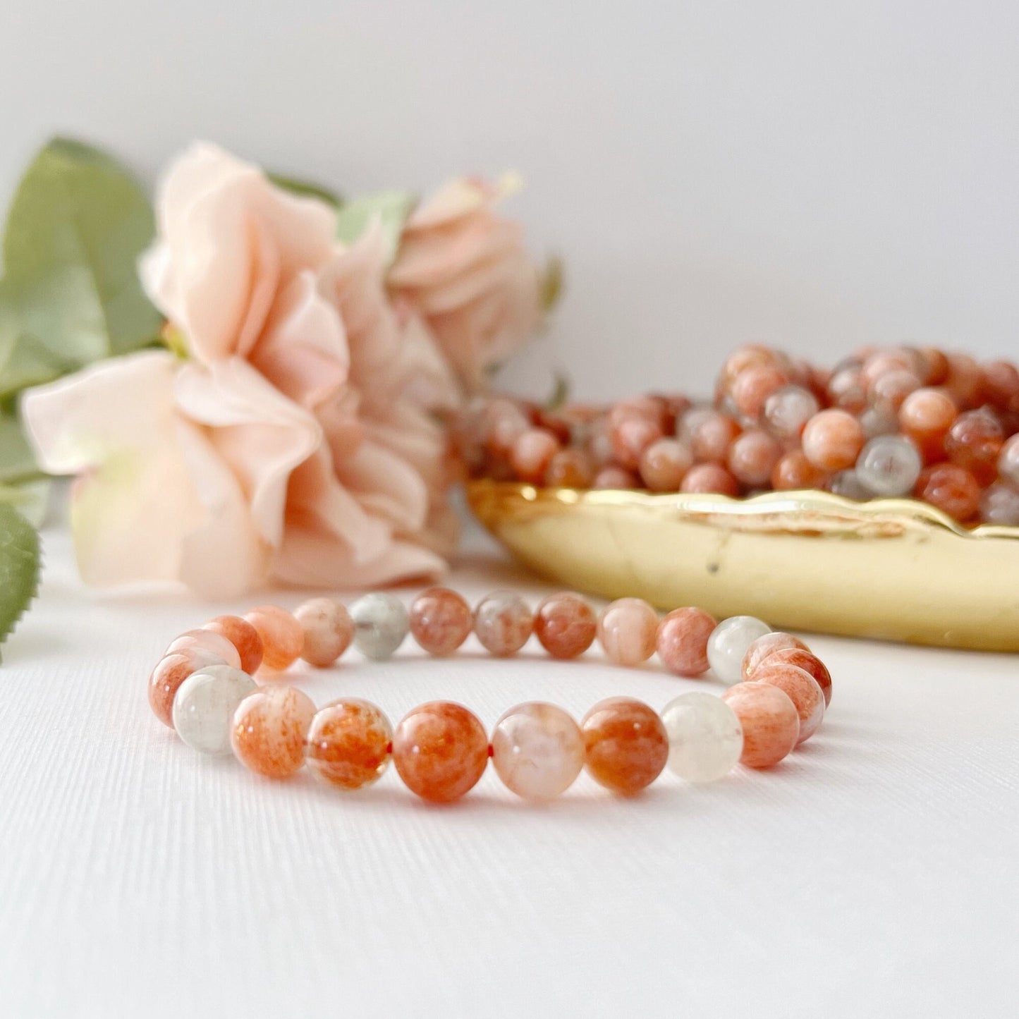 8mm Sunstone Beaded Bracelet