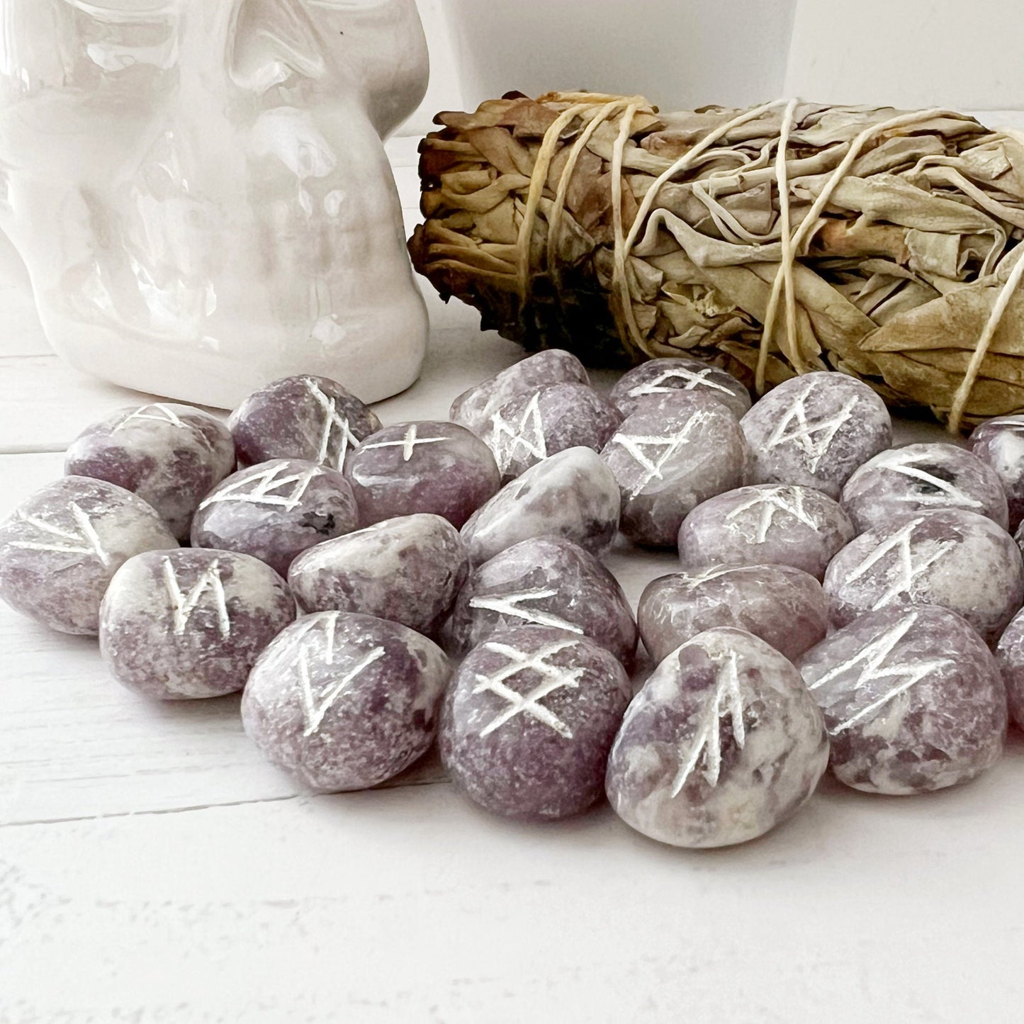 Lepidolite Elder Futhark Runes