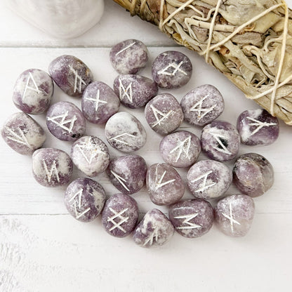 Lepidolite Elder Futhark Runes