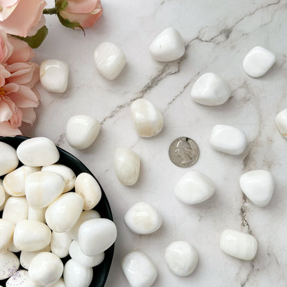 White Calcite Tumbled Stones