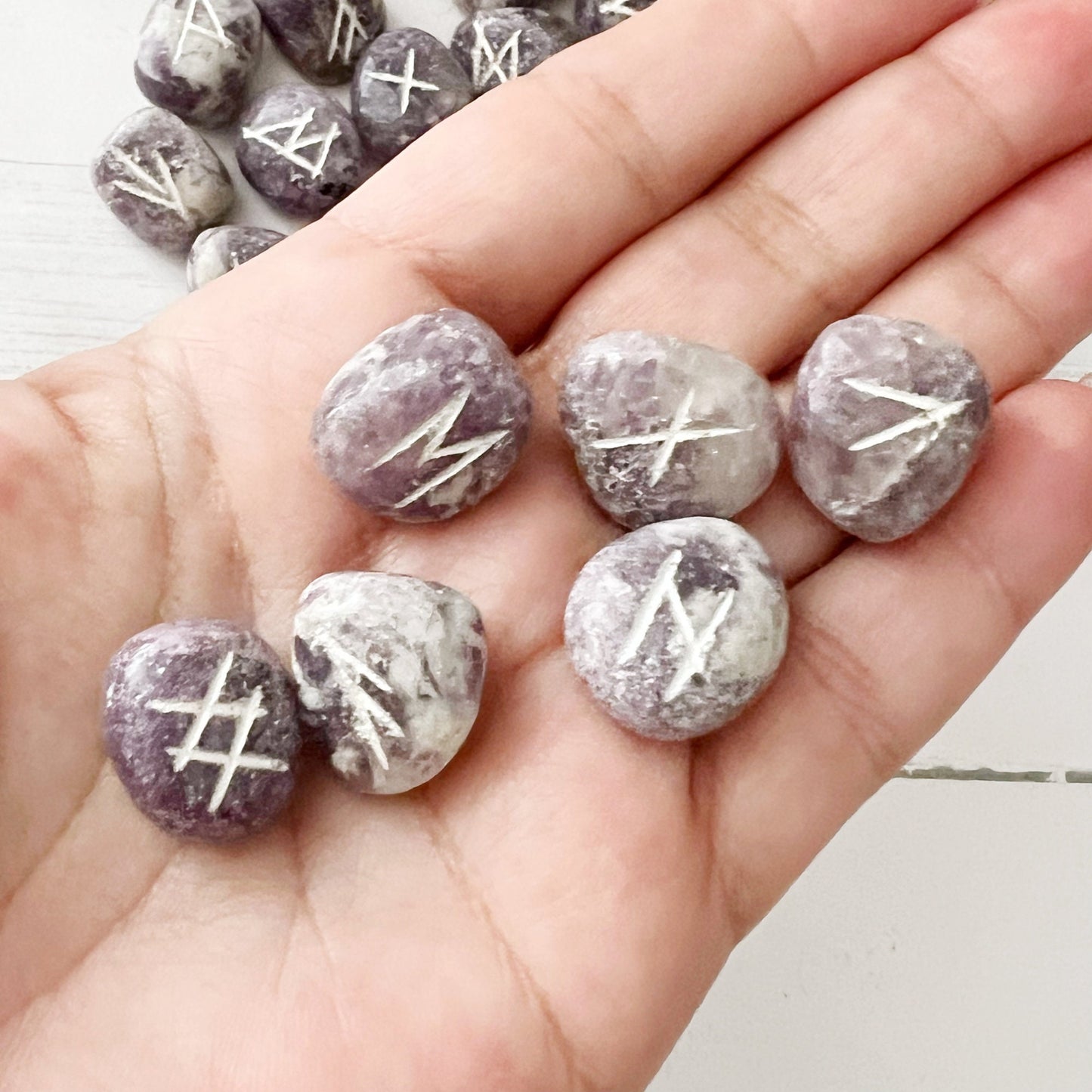 Lepidolite Elder Futhark Runes