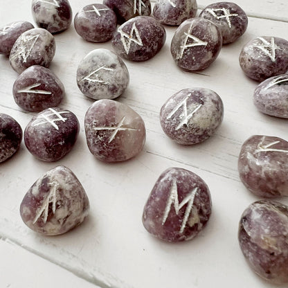 Lepidolite Elder Futhark Runes