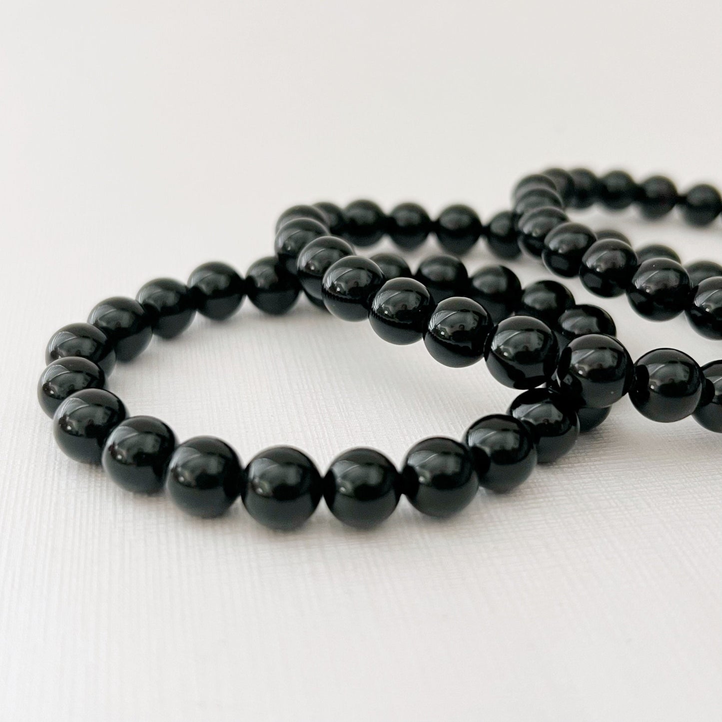 8mm Black Obsidian Beaded Bracelet