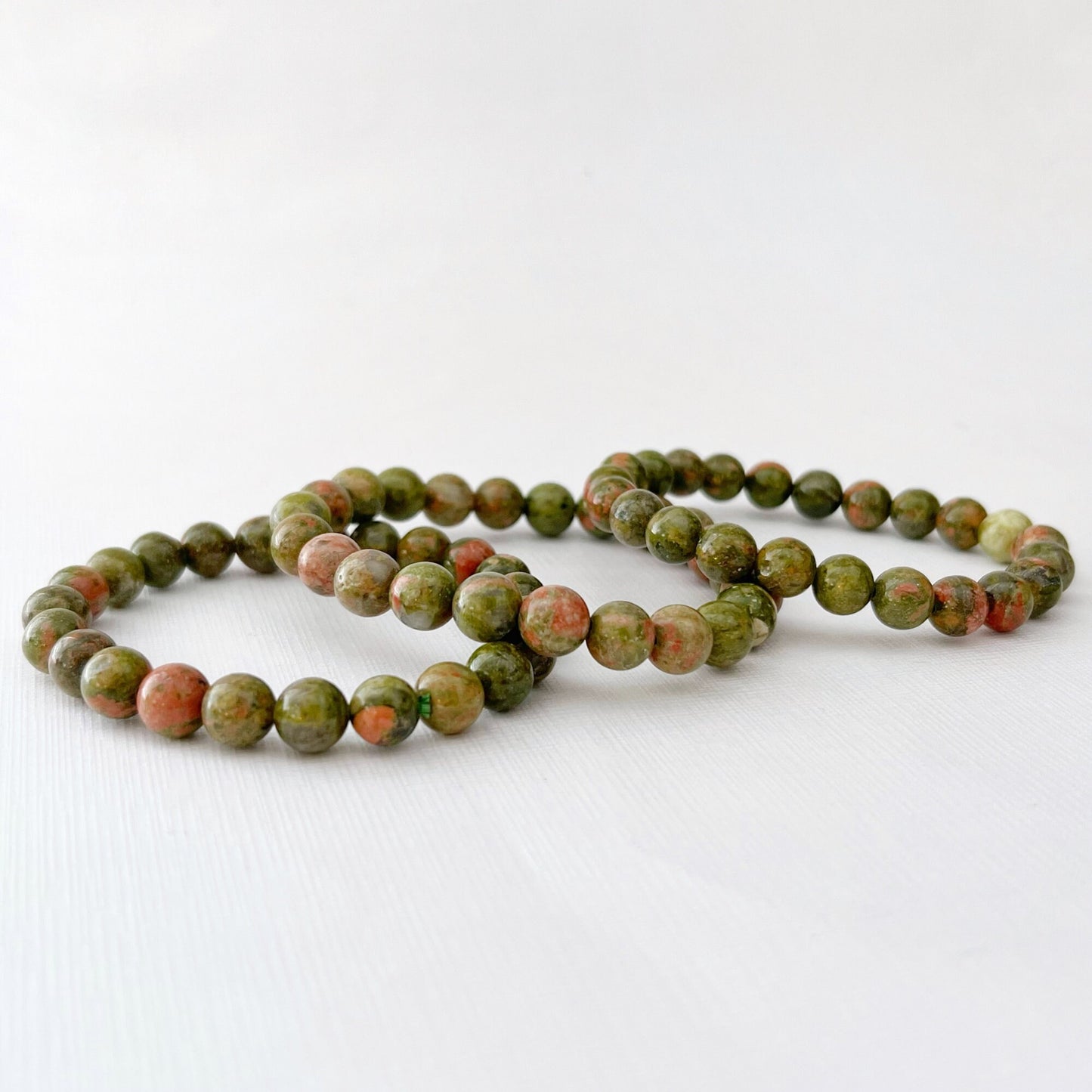 8mm Unakite Beaded Bracelet