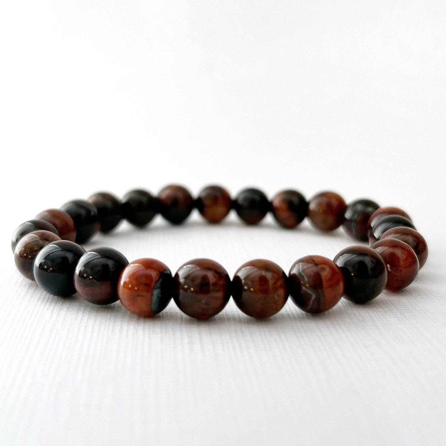 8mm Red Tiger Eye Beaded Bracelet