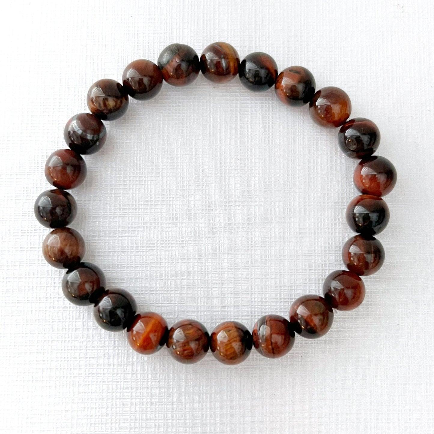 8mm Red Tiger Eye Beaded Bracelet