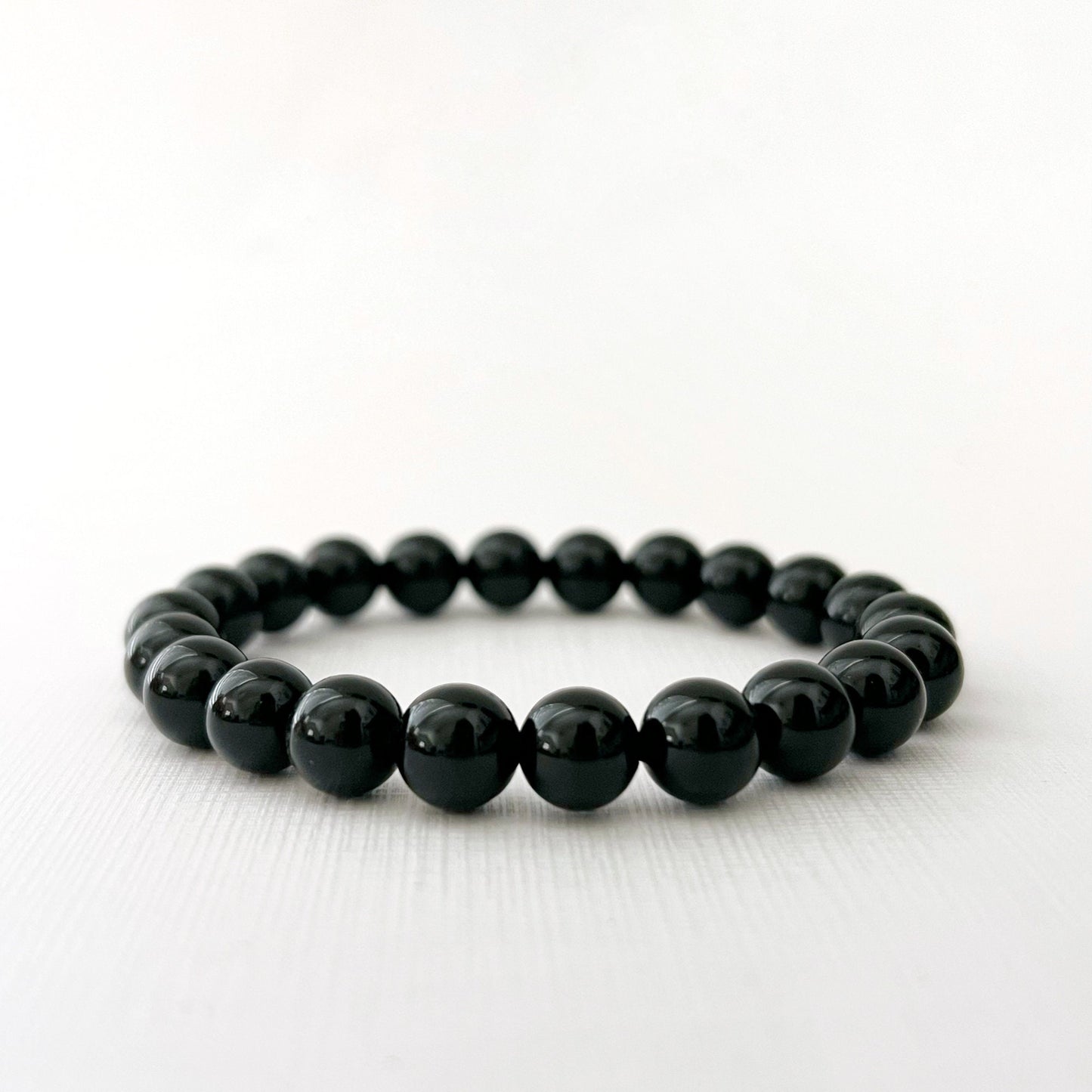 8mm Black Obsidian Beaded Bracelet