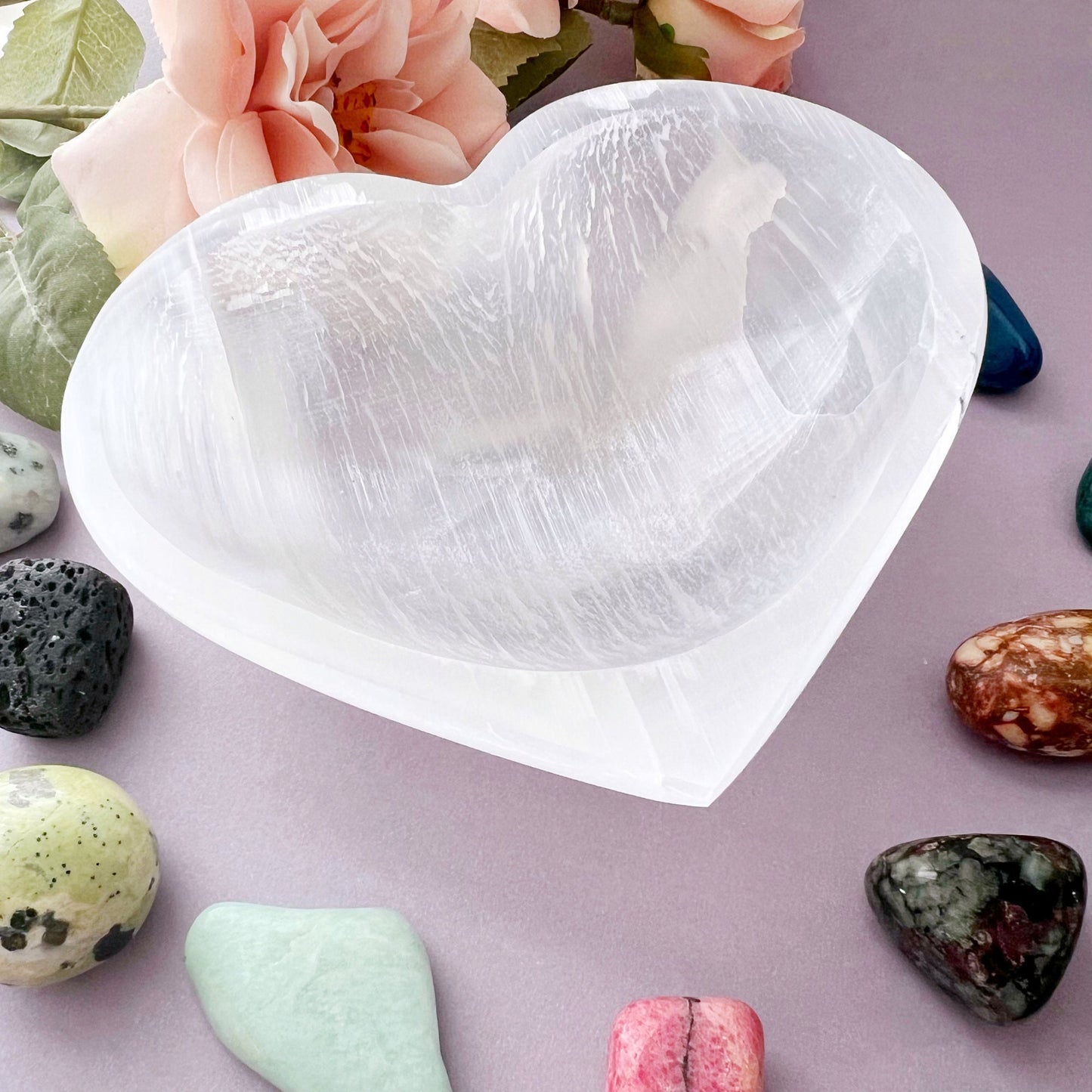 5" Selenite Heart Bowl