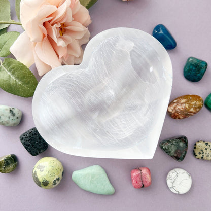 5" Selenite Heart Bowl