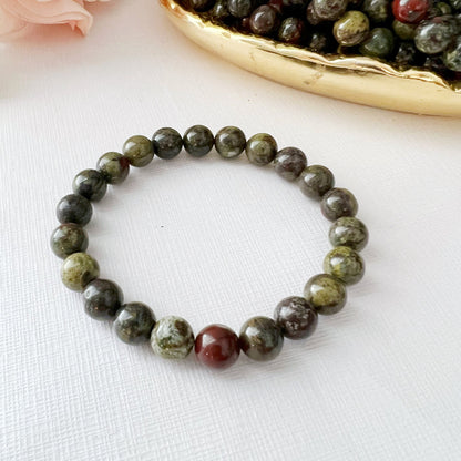 8mm Dragons Blood Jasper Beaded Bracelet