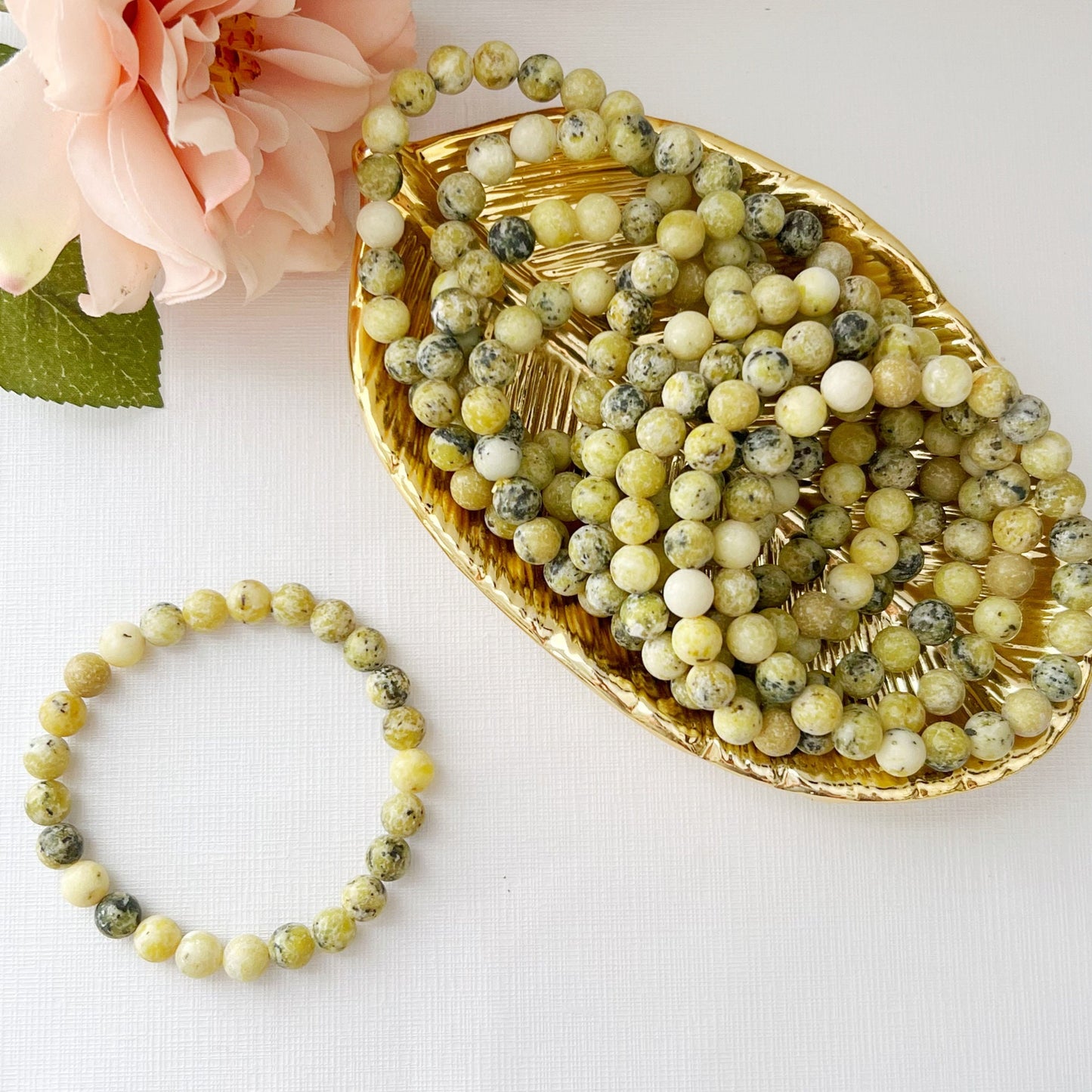 8mm Yellow Turquoise Beaded Bracelet