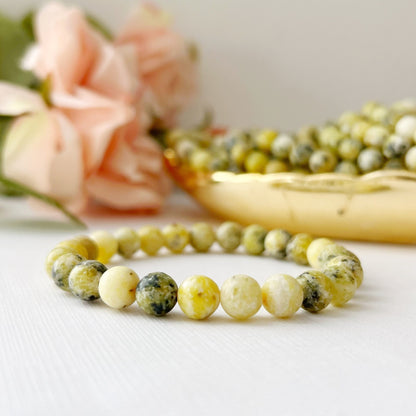 8mm Yellow Turquoise Beaded Bracelet