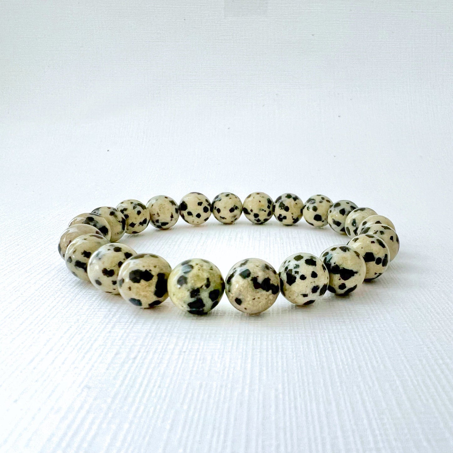 8mm Dalmatian Jasper Beaded Bracelet