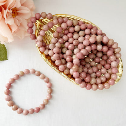 8mm Rhodonite Beaded Bracelet