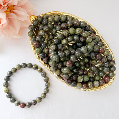 8mm Dragons Blood Jasper Beaded Bracelet