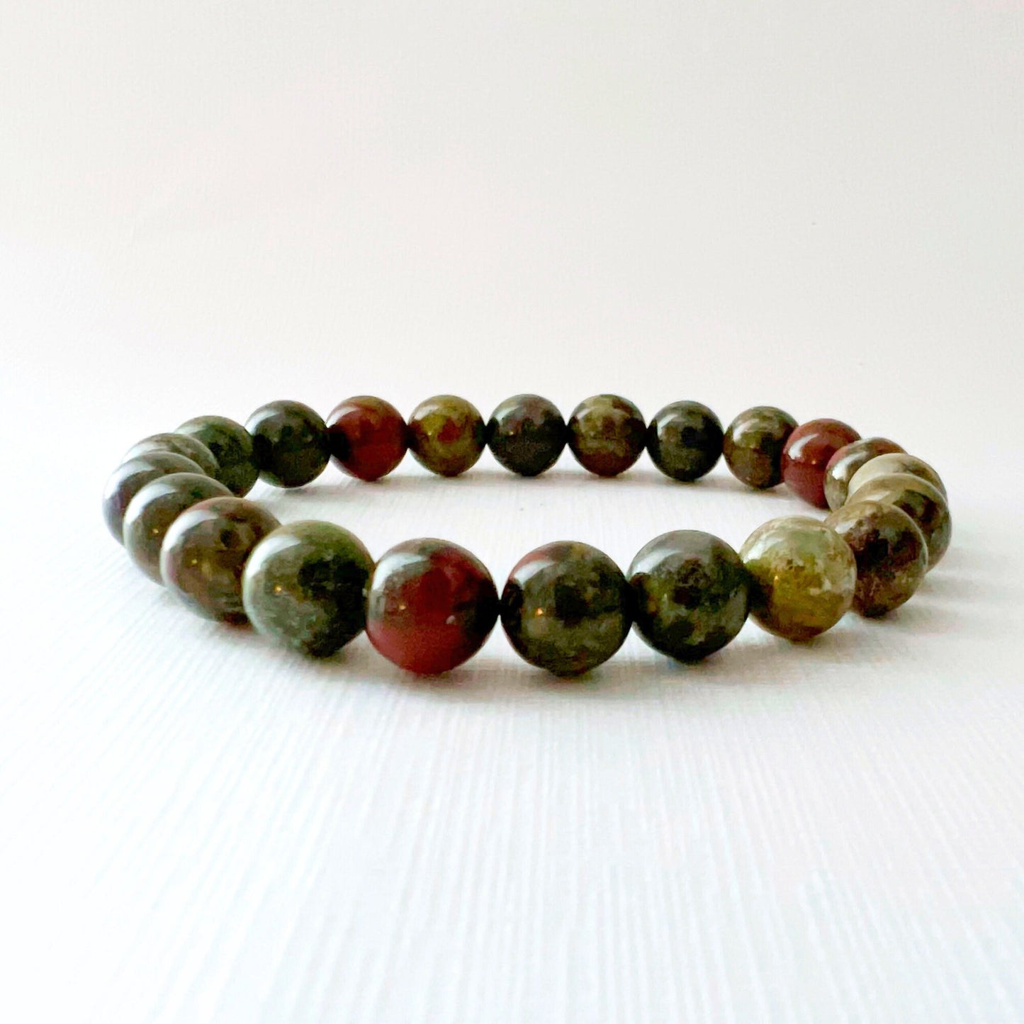 8mm Dragons Blood Jasper Beaded Bracelet