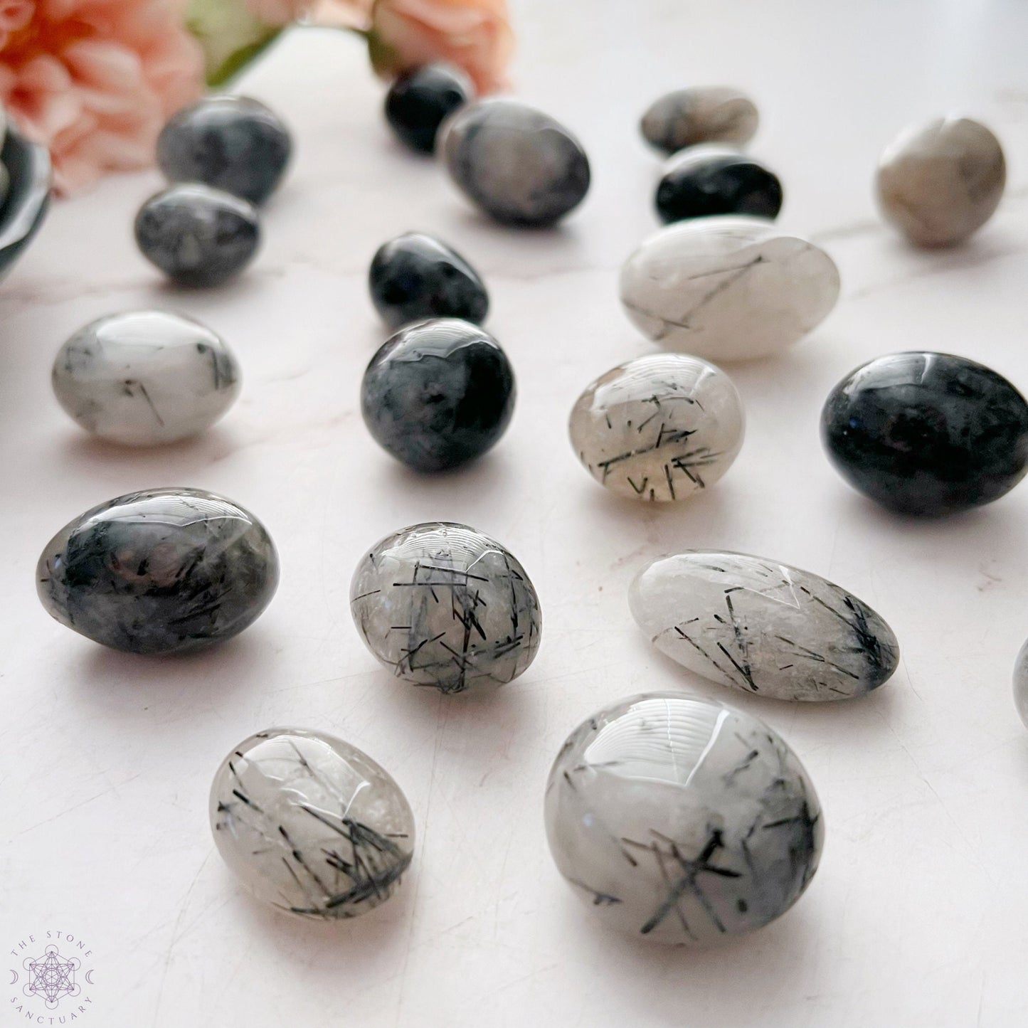 Black Rutilated Quartz Tumbled Stones