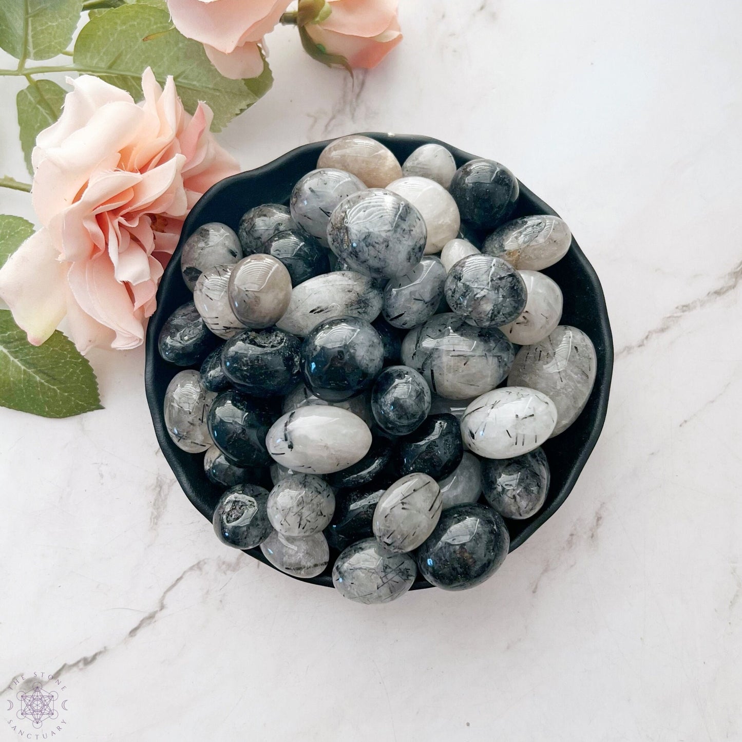 Black Rutilated Quartz Tumbled Stones