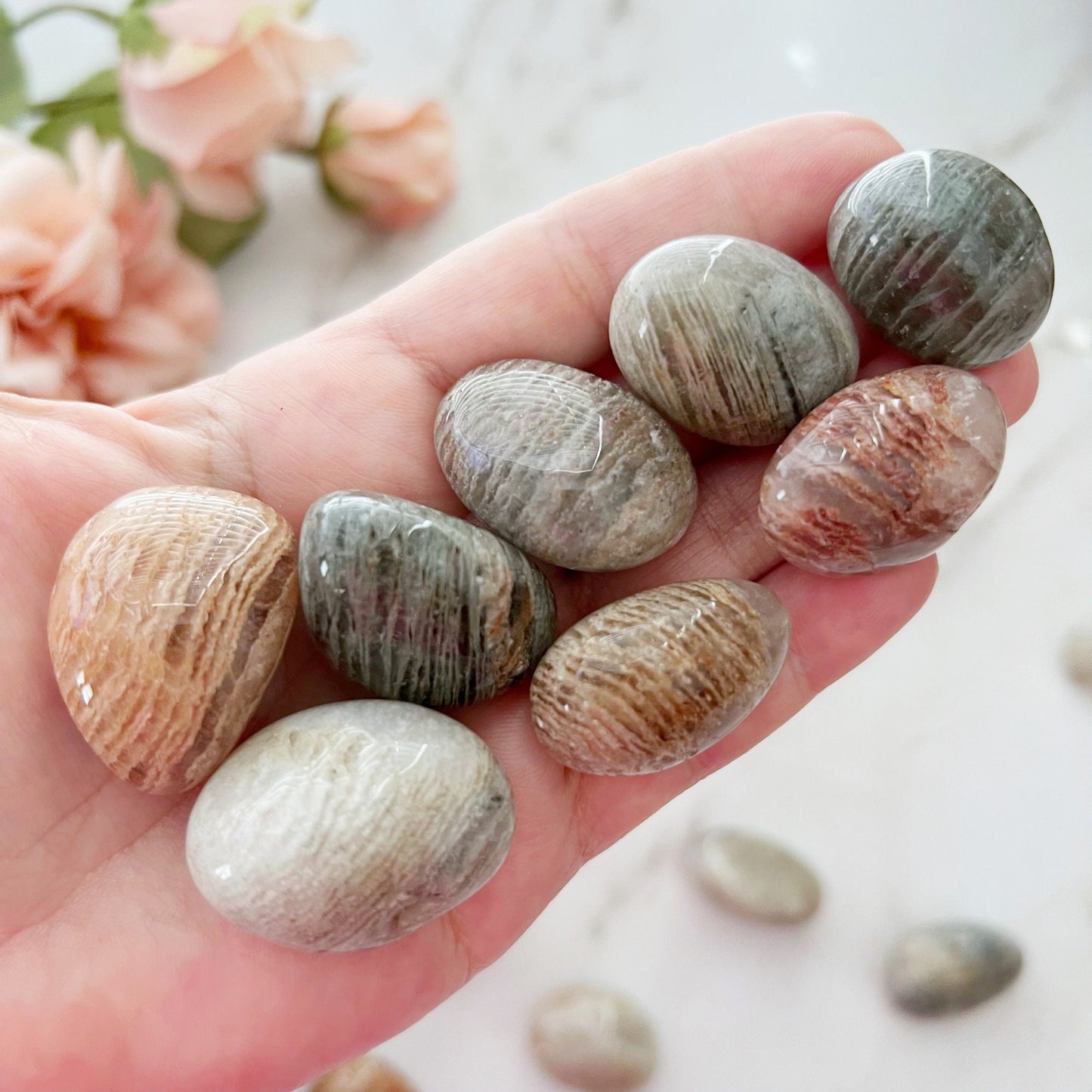 Thousand Layer Inclusion Quartz Tumbled Stones