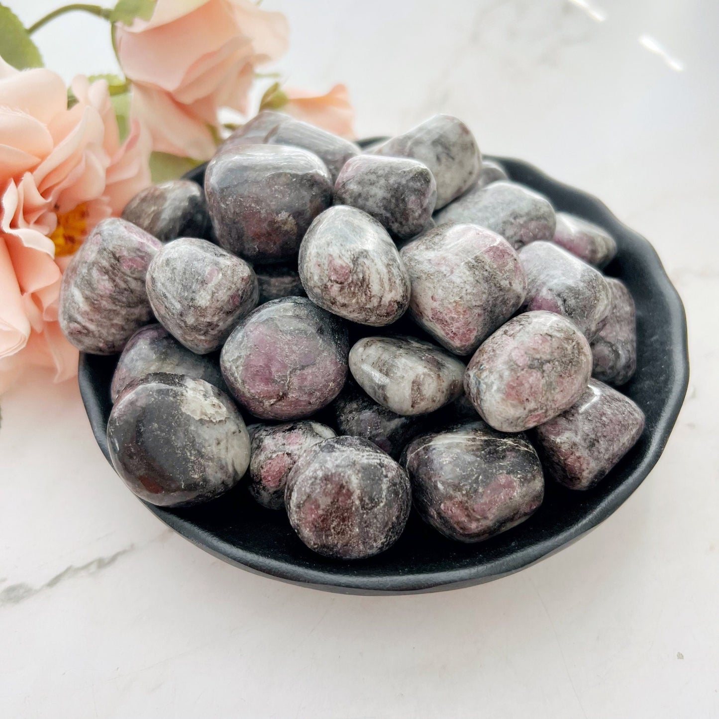 Garnet in Astrophyllite Tumbled Stones