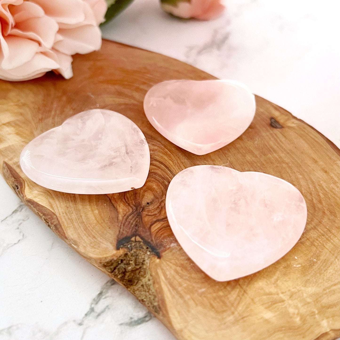 Rose Quartz Heart Shaped Worry Stones