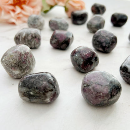 Garnet in Astrophyllite Tumbled Stones